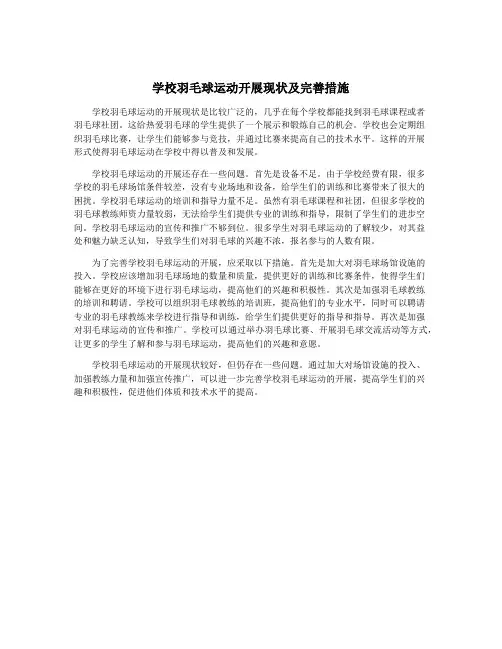 学校羽毛球运动开展现状及完善措施