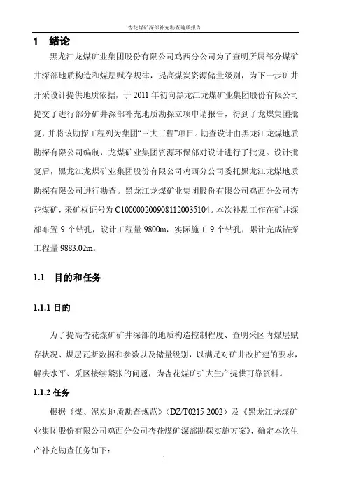杏花煤矿储量核实报告