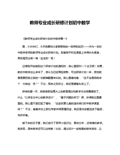 教师专业成长研修计划初中数学