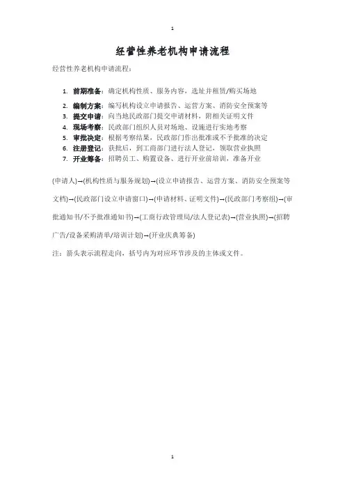 经营性养老机构申请流程