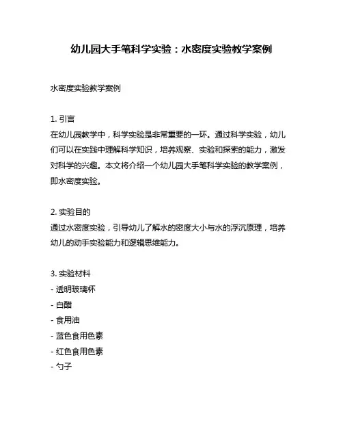 幼儿园大手笔科学实验：水密度实验教学案例