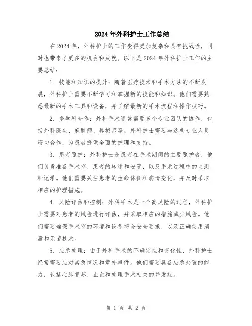 2024年外科护士工作总结