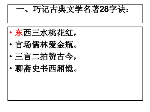 四大名著的重要知识点