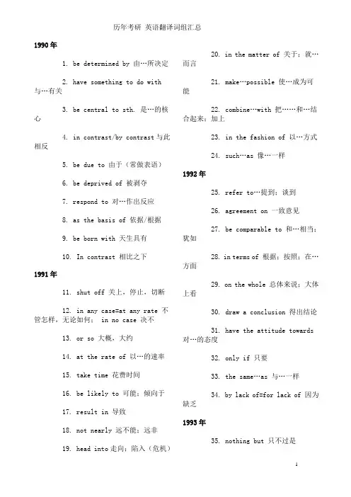 历年考研英语翻译词组汇总(免费下载)