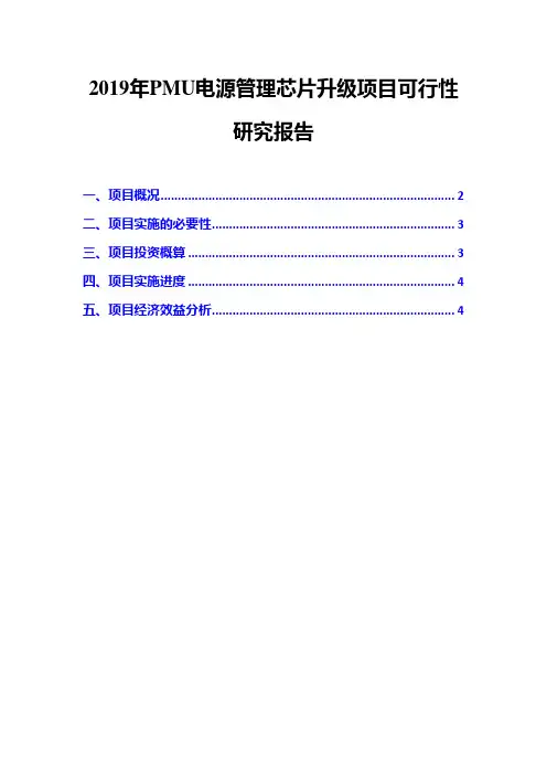 2019年PMU电源管理芯片升级项目可行性研究报告