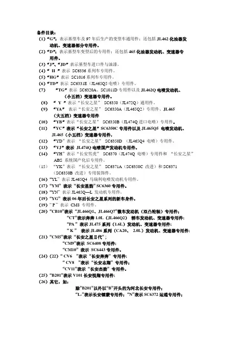 长安车型代码