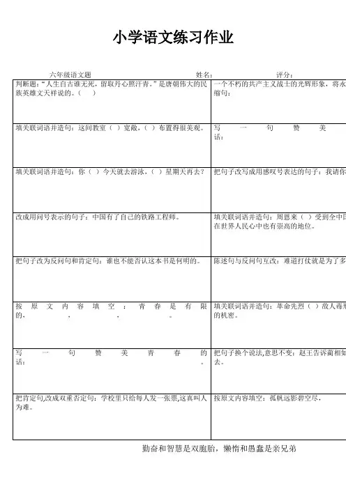 小学六年级语文拓展训练III (33)