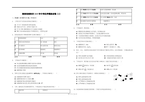 湖南省邵阳市2019年中考化学模拟试卷(4)解析版