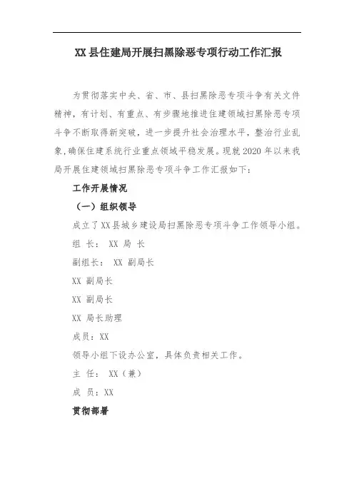 县住建局开展扫黑除恶专项行动工作汇报