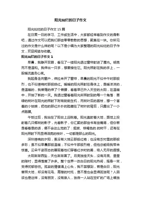 阳光灿烂的日子作文 2