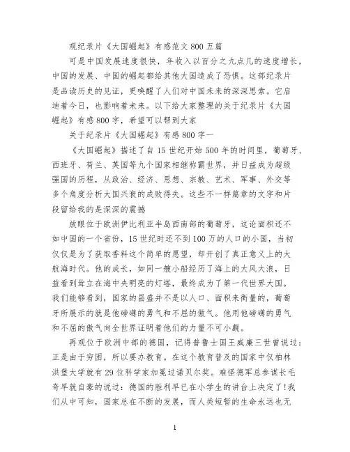 观纪录片《大国崛起》有感范文800五篇