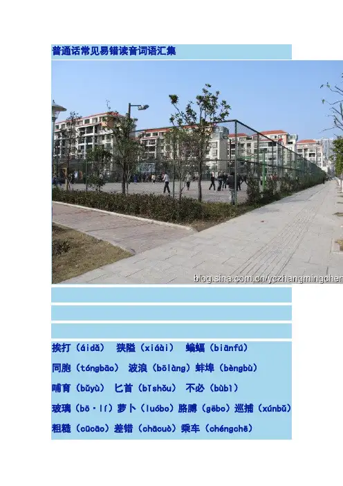 普通话常见易错读音词语汇集