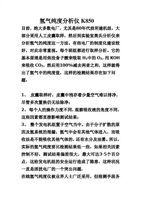 氢气纯度分析仪K850