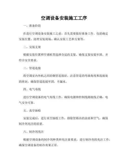 空调设备安装施工工序