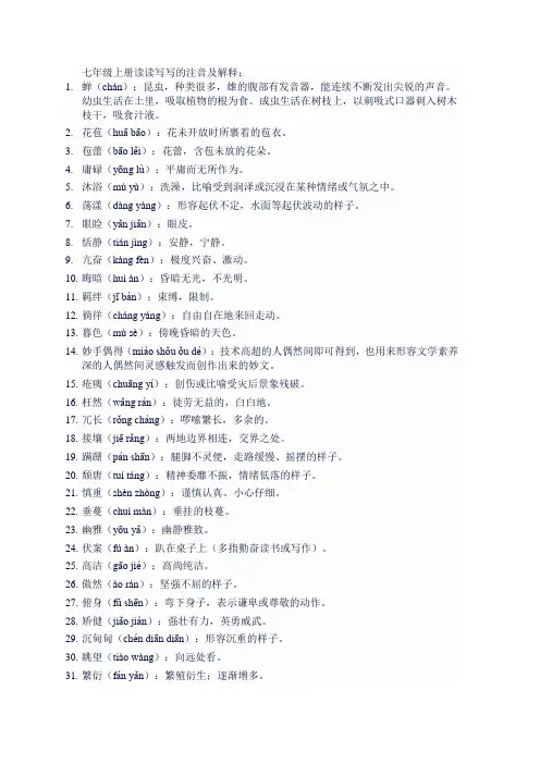 七年级上册读读写写注音解释