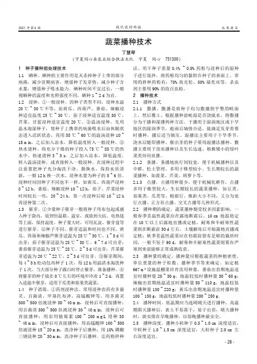 蔬菜播种技术