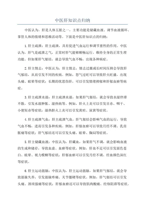 中医肝知识点归纳