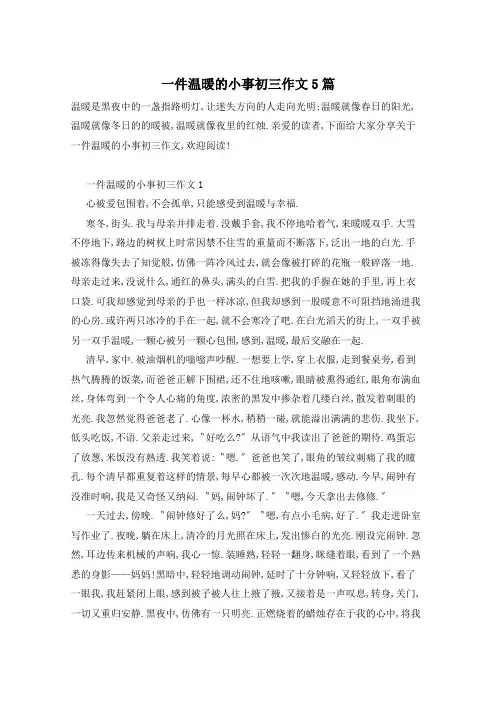 一件温暖的小事初三作文5篇