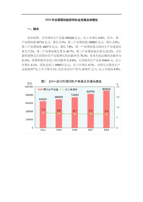 2018年全国国民经济和社会发展总体情况