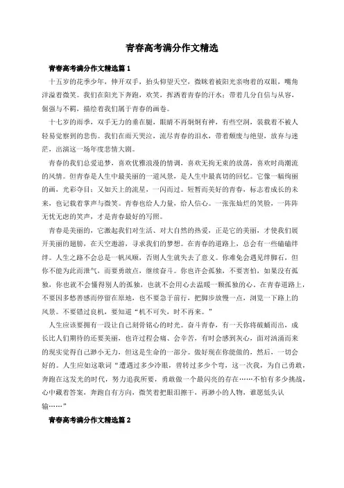 青春高考满分作文精选
