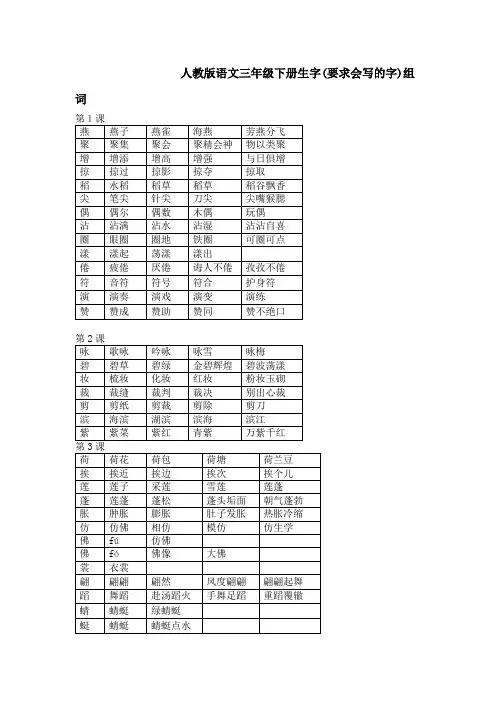 人教版语文三年级下册生字组词(表格式)[1]