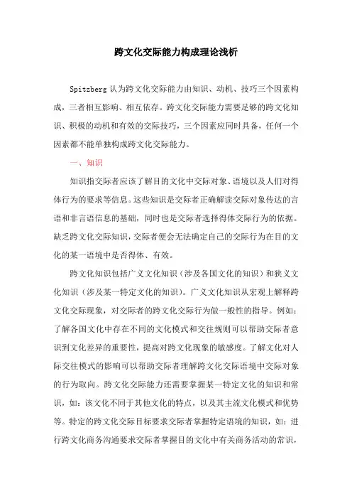 语言文化论文：跨文化交际能力构成理论浅析