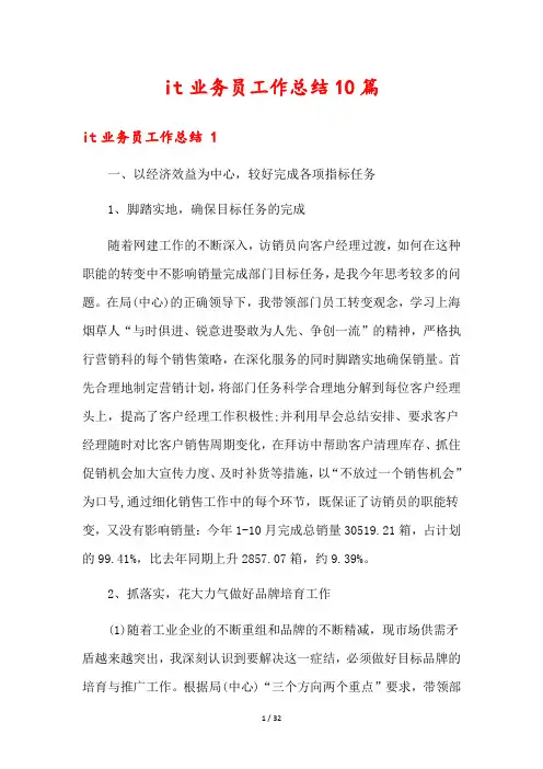 it业务员工作总结10篇