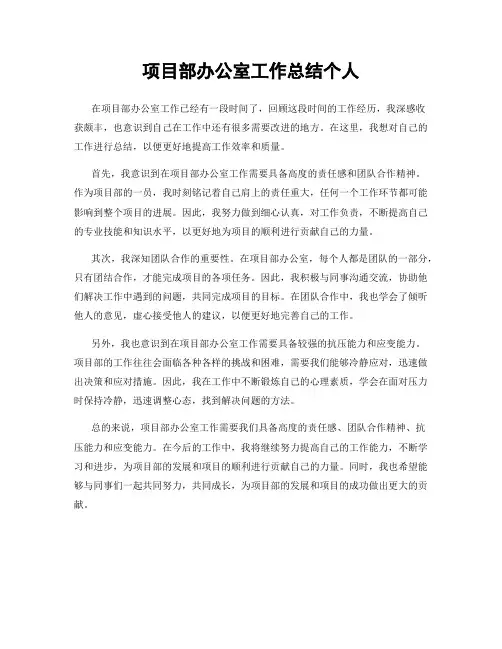 项目部办公室工作总结个人