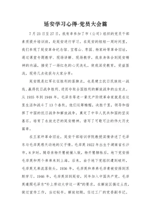 2019年延安学习心得体会