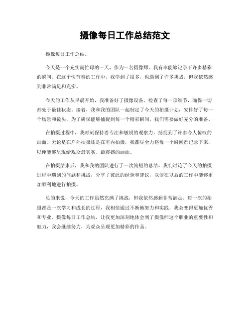 摄像每日工作总结范文