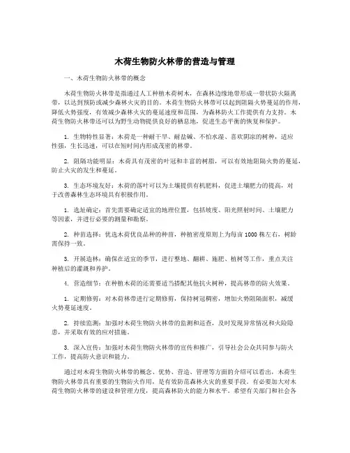 木荷生物防火林带的营造与管理