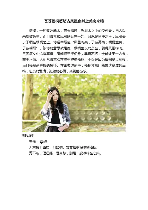 苍苍梧桐悠悠古风星宿其上美禽来鸣