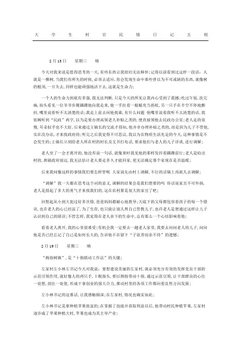 大学生村官民情日记五则