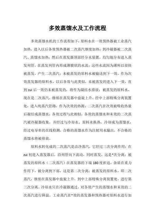 多效蒸馏水及工作流程