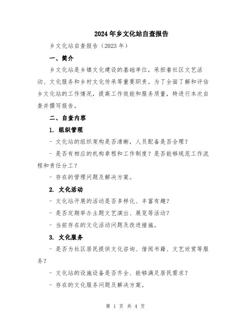 2024年乡文化站自查报告