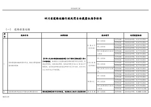 《道路运输行政处罚自由裁量权指导实用实用标准》