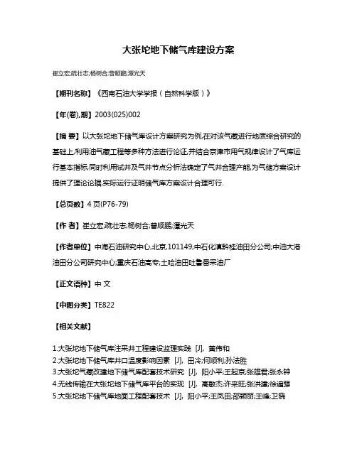 大张坨地下储气库建设方案