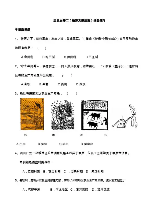 历史必修二综合练习