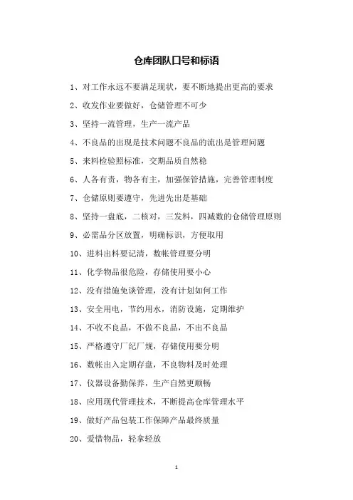 仓库团队口号和标语