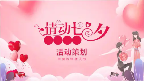 浪漫简约情动七夕情人节活动策划PPT模板