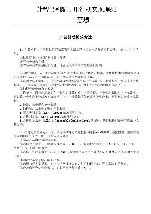 产品品质检验方法