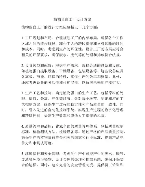 植物蛋白工厂设计方案