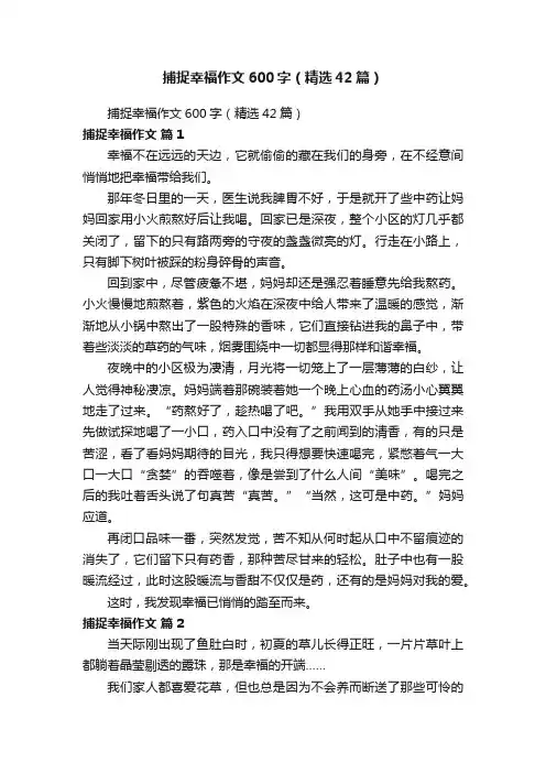 捕捉幸福作文600字（精选42篇）