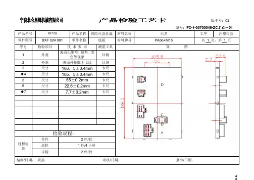 FC塑料件和总成检验工艺卡
