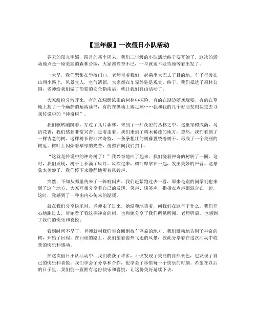 【三年级】一次假日小队活动