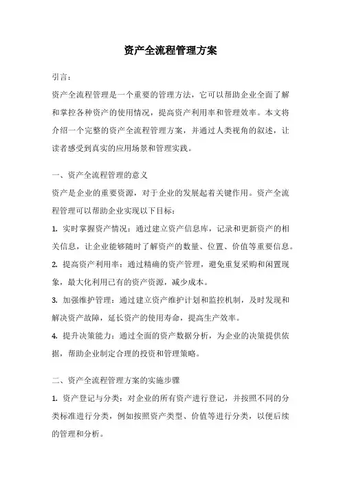 资产全流程管理方案