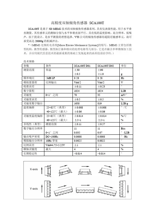 高精度双轴倾角传感器 SCA100T