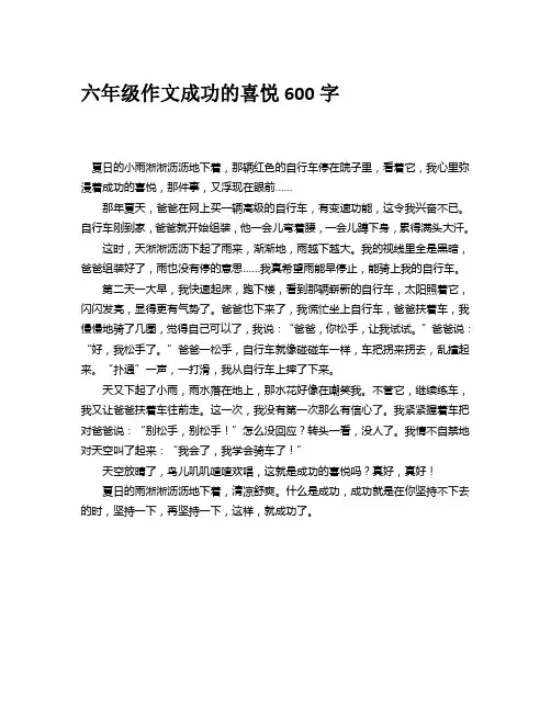 六年级作文成功的喜悦600字