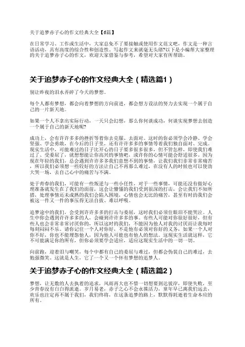 关于追梦赤子心的作文经典大全【6篇】