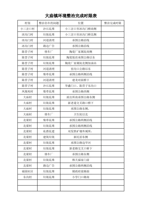 环境整治统计表